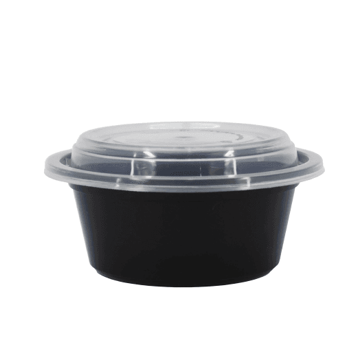 BLACK ROUND CONTINER 8OZ (10 PCS)